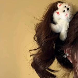 복슬복슬 강아지 인형 머리집게 집게핀 머리핀 헤어클립 헤어집게핀 머리집게핀 반묶음 올림머리