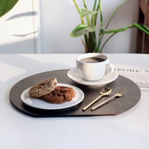 블랙 반달 삼베 옻칠 원목 우드 트레이 1p