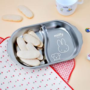미피 304 스텐 간식 식판 2구 어린이 접시 아기 그릇 유아식 반찬 나눔 접시 2칸