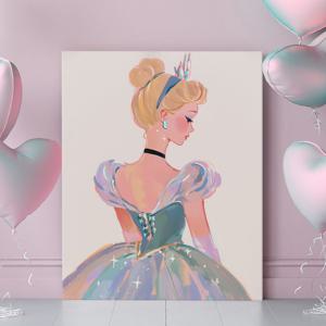 동화감성 공주포스터 2 카페 핑크 인테리어 캔버스 그림액자 01.스카이블루 프린세스
