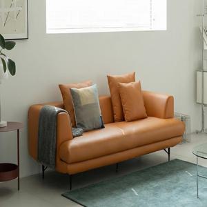 DK080 3인 다크 오렌지 젯 블랙 가죽소파