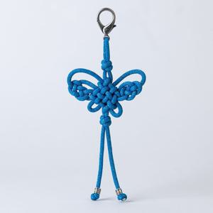 길상을부르는 장신구 전통나비매듭 미니키링 청색 - 장인 수작업 일상의행운 부적장신구