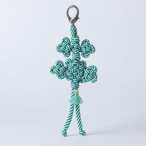 운을부르는 장신구 전통장구+병아리매듭 미니키링 스트라이프 취람색 - 장인 수작업 행운장신구