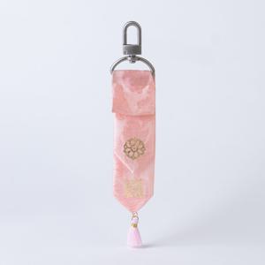 전통금박 미니댕기키링S 연분홍색 석류문+연꽃문 - 임신 출산 순산기원 부적장신구