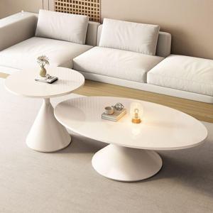 [리퍼] 세라믹 소파테이블 타원형 거실테이블  블랙 화이트 쇼파테이블