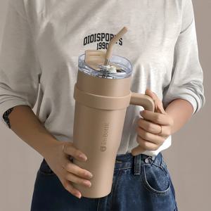 1리터텀블러 스텐 빨대 대형 1.2L 보온 보냉 손잡이 텀블러