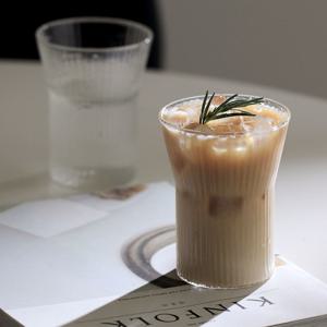 1+1 플리츠 Y 내열유리컵 홈카페 물컵 아이스커피잔 맥주잔 350ml