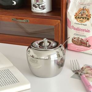 실버 애플 스푼일체형 양념통 스텐304 보관함 조미료 소금후추통