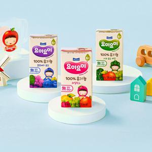 요미요미 유기농주스 125ml 3종 과일믹스/블루베리포도/사과포도케일 8팩 (총 24팩)