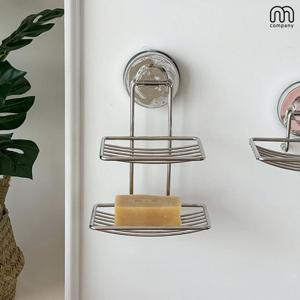 까미 스텐 2단 비누 받침대 욕실 비누 트레이 홀더 거치대 무타공 흡착식