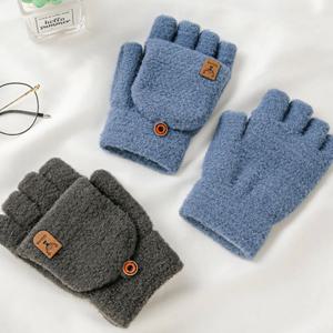 남자 여자 겨울 니트 장갑 기모 방한 털 터치장갑 손가락 장갑