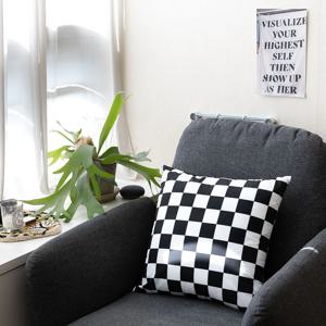 자체제작 쿠션커버 스퀘어체커보드블랙 거실 소파 패브릭 감성 인테리어 50x50cm