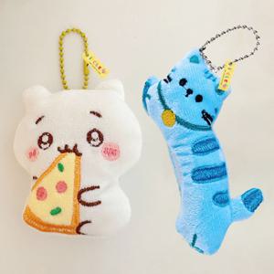 챠밍 미니 인형 키링 피자+고양이 2종 세트
