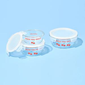 파이렉스 노티드2 4면 밀폐용기 원형 3P (380ml,620ml,960ml)