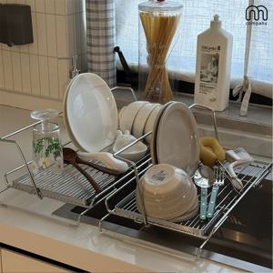 엘르 확장형 스텐 식기 건조대 무타공 미니 그릇 정리대 싱크대 설거지 선반 싱크플레이트