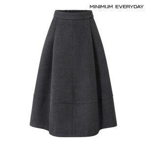 미니멈 [미니멈 에브리데이]클래식 핀턱 플레어 뒷 밴딩 미디 스커트 (EB4WH021D)
