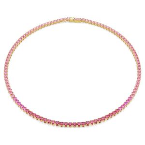 Matrix Tennis 네크리스, 라운드 컷, 핑크, 골드 톤 플래팅