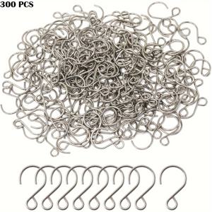 TEMU 300pcs, 미니 S 모양 후크 스테인레스 스틸 작은 장식용 후크 크리스털 비드 커튼 후크 선캐처, 크리스털 램프 및 크리스마스 트리 장식용
