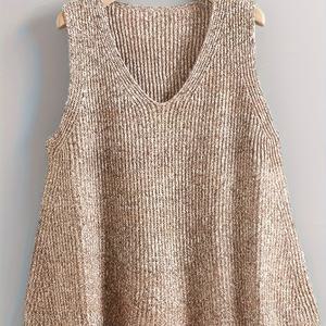 TEMU 플러스 사이즈 캐주얼 스웨터 조끼, 여성용 플러스 단색 V 넥 약간의 스트레치 스웨터 조끼