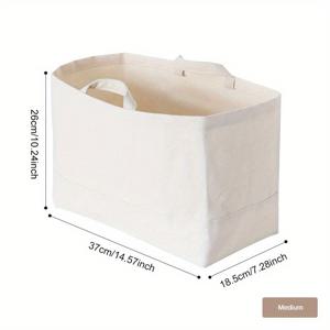 TEMU 1개 대형 캔버스 수납 바구니 - 일본식 스타일, 옷 & 린넨용 접이식 정리 토트백, 홈 옷장 & 욕실 세탁실에 적합, 튼튼한 베이지색 원단, 세탁 바구니, 선반 바구니|빨래바구니