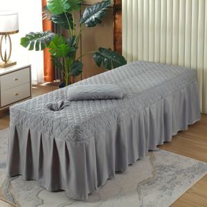 TEMU 러플 스커트가 달린 퀼팅 매트리스 보호 커버, 100% 폴리에스터, 기계 세척 가능, 짠 침대 커버 - 녹색