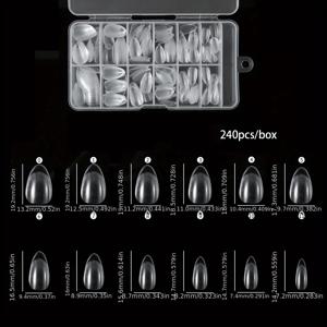 TEMU 240개 소프트 젤 팁 - 매트 클리어 아크릴 XXS 짧은 인조 네일팁, DIY 매니큐어 & 페디큐어용, 내구성과 편안함을 위한 홈/살롱 네일 액세서리, 슬림한 디자인, 매끄러운 마감, 뷰티 애호가를 위한 필수품