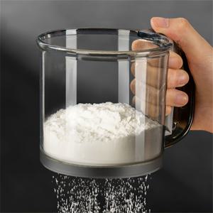 TEMU 1개 밀가루 체, 반자동 휴대용 밀가루 체, 베이킹 도구, 손으로 눌러서 케이크 밀가루 건조 필터 스크린, 스프링 프레싱 핸들