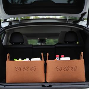TEMU 쓰레기 및 더러운 옷을 위한 대형 차량용 플리스 수납 바구니 2개, 귀여운 곰돌이 디자인의 접이식 장난감 정리함, 차량 내부 액세서리, 차량 수납 바구니, 차량 트렁크 정리함, 차량 트렁크 수납