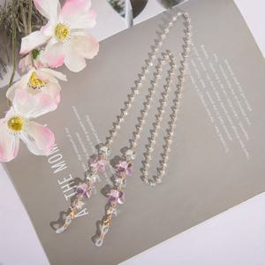 TEMU 1개 나비 안경줄, 스타일리시 비즈 방지 미끄럼 방지 스트랩, 다기능 독서 마스크 끈