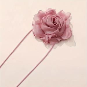 TEMU 1pc 섹시 럭셔리 폴리에스터 말린 장미 꽃 목걸이 벨트, 데일리 웨어, 봄 축제 테마, 올 시즌 착용 가능한 다재다능한 플로럴 액세서리