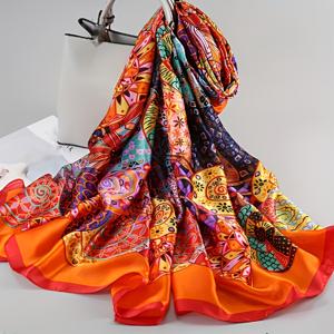 TEMU 1 스타일 대형 새틴 스카프 - 여성용 따뜻한 쇼울, 해변과 에어컨 방에 적합