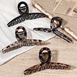 TEMU 4pcs 레트로 헤어 클리프 - 스타일링 및 목욕용 대형 플라스틱 상어 이빨 그립 - 모든 계절을 위한 다용도 헤어 액세서리