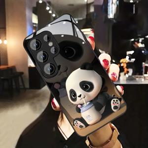 TEMU 삼성 S25 울트라/S25+/S25/S24 울트라/24 플러스/S24 Fe/S24/S23 울트라/S23+/S23 Fe/S23/S22 울트라/S22+/S22/S21 울트라/S21+/S21 Fe/S21/S20 울트라/S20+/S20 Fe/S20에 호환되는 판다 소비 밀 - 강화 유리 폰 케이스 튼튼한 충격 방지 커버 전체 바디