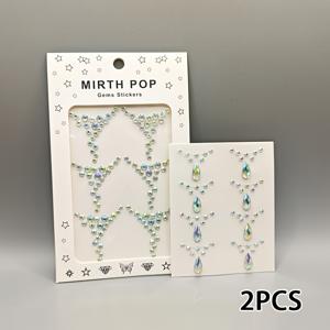 TEMU 2개 세트 얼굴 나비 눈썹 센터 스티커, 부활절 라마단 댄스 파티 반짝이는 얼굴 액세서리 아이 메이크업 스티커, 나비 스티커 무대 스티커