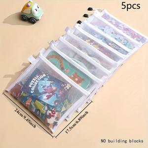 TEMU 5개 메시 지퍼 파우치 세트 - 펜 정리함이 있는 튼튼한 A6/A5/A4 파일 가방, 학교, 사무실 및 여행에 적합, 쉬운 시야를 위한 투명한 디자인, 노트, 문서 및 문구 정리에 적합, 학용품, 학용품 보관