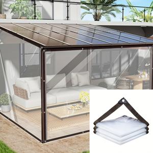 TEMU 온실, 창고 프레임 및 기타 내구성 있는 텐트용 두꺼운 PVC 메쉬 캐노피, 방수 및 서리 및 바람 저항, 마당과 발코니에 적합한 1인치 두께의 흰색 투명 방수 타프