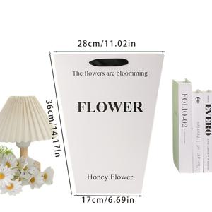 TEMU 블랙 핸들이 달린 화이트 플로랄 선물 가방 10개 세트 - 우아한 사다리꼴 디자인, 휴일, 여자친구의 날 및 특별한 경우에 완벽함, 소형 기프트 백