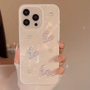TEMU 아이폰 16용 3D 하트 진주 꿈 같은 껍질 패턴 케이스, 애플 15, 11, 14 프로 맥스, 페어리 13, 및 수제용으로 호환됩니다.