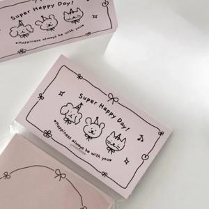 TEMU 50pcs 슈퍼 해피 데이 만화 라벨 카드 - 접을 수 있는 귀여운 토끼와 꽃 디자인의 영어 텍스트가 있는 선물 포장 카드, 생일과 축하에 이상적인 생일 파티 용품 | 재미있는 디자인 | 장식 라벨 카드, 생일 파티 장식