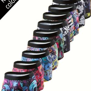 TEMU 1/3/5/8/10피스 남성 패션 대비 컬러 레터 프린트 박서 브리프, 편안하고 클래식한 데일리 착용 속옷 세트, 선물용