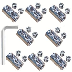 TEMU 25개 (8세트) 조절 가능한 자동잠금 와이어 로프 클립 렌치 포함 - 헤비듀티 케이블 잠금장치, 이중홀 텔레스코픽 고정기, 코드 단축 고정용 (배터리 불필요) 가정, 작업장, 발코니, 지붕용 - DIY에 적합