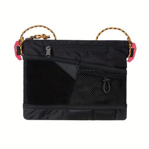 TEMU 플레이킹 남성용 경량 조절 가능한 크로스바디 백 - 내구성 있는 나일론 접이식 어깨가방 드로스트링 클로저, 하이킹 및 야외 활동용 블랙, 고품질 디자인의 하이킹 액세서리|스트링백팩