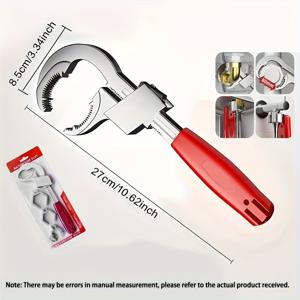 TEMU 다기능 욕실 렌치 세트 조절 가능한 파이프 렌치 레드 핸들 금속 구조 내구성 있는 3가지 홈 크기 장착, 싱크대 설치 및 배관 조정에 적합 대형 오픈 렌치 특수 소켓 플레이트, 가정용 주방 욕실 파이프 유지보수 및 조립 도구 키트
