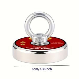 TEMU 300파운드 당기는 힘 낚시 자석, 지름 2.36인치(60mm), 강 및 자석낚시에 적합한 네오디뮴 자석 세트