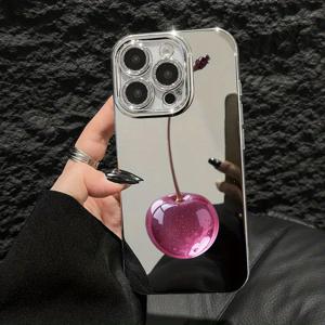 TEMU 체리 패턴 아이폰 16 프로 맥스/16/15 프로/14 플러스/13/12 케이스, 내구성 강화 방탄 디자인과 고급스러운 보호 기능