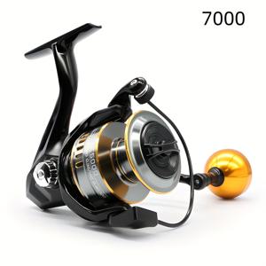 TEMU 1pc Rooblinos HE 금속 스피닝 휠 - 휴대용 접이식 핸들, 대형 파워, 내구성 있는 플라스틱 및 금속 구조, 양손 사용 가능, 담수 및 염수 낚시용, 스피닝 낚시 릴, 낚시용품, 강력한 외관, 튼튼한 스플 디자인