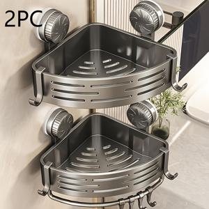 TEMU 2개 벽걸이형 코너 샤워 캐디 - 드릴 없음, 내구성 있는 플라스틱 욕실 정리함, 샴푸, 컨디셔너 및 바디 워시용 다중 구획 - 샤워 및 싱크대 카운터탑용 공간 절약 디자인, 욕실용 샤워 캐디, 코너 카운터탑 정리함, 세련된 액세서리, 실용적인 디자인|욕실선반|화장실선반