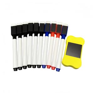 TEMU 11피스 마그네틱 화이트보드 마커 및 지우개 세트, 6개의 검정색 자석, 2개의 빨간색 자석, 2개의 파란색 자석, 1개의 뼈 모양 지우개. 다양한 칠판, 화이트보드, 그린보드용 필기 도구 키트