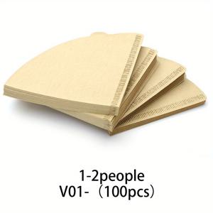 TEMU 100pcs 커피 필터 종이 - 천연 종이, 누출 없음, 일회용, 포어오버 및 드립 커피 머신에 이상적, 크기 01, 02, 4.5cm, 6.5cm, 8.0cm, 전기 없음, 커피용 종이 필터