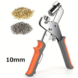 TEMU 10mm/6mm 구멍 펀치 도구가 포함된 그롬메트 키트 - 방수용 스테인레스 스틸 아이렛 세트, 200개의 방수용 그롬메트 및 펀처 포함(Golden 100+Silvery 100)